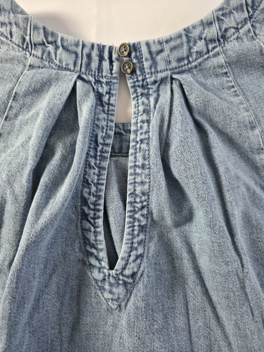 Free People Denim Tunic Dress Womens XS Blue Chambray Oversized Boho Pockets - Picture 14 of 14